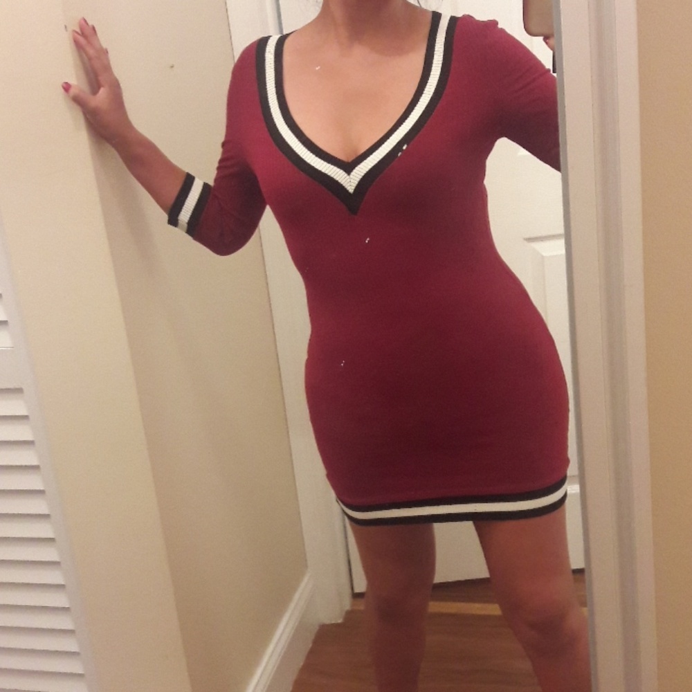 NWOT Burgundy Ribbed Dress